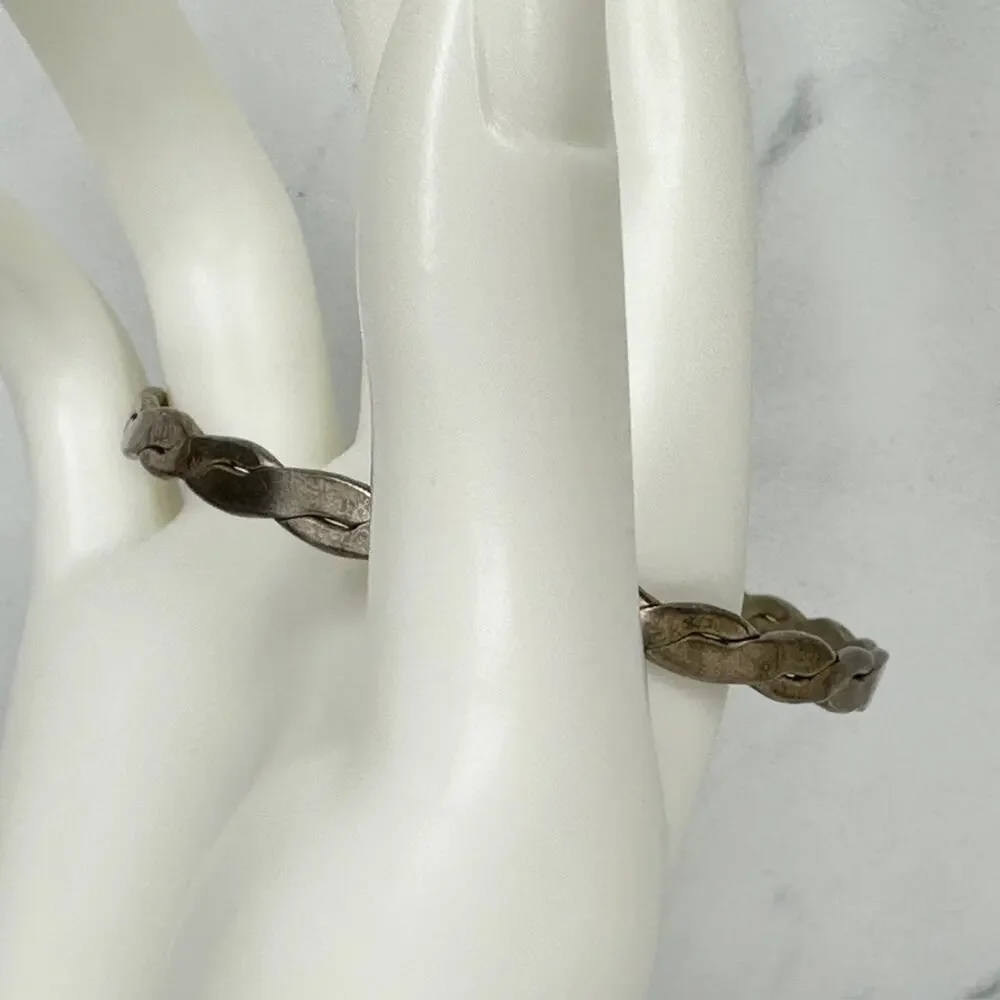Alpaca Hecho En Mexico Vintage Flat Braided Bangle Bracelet Silver Tone ✨